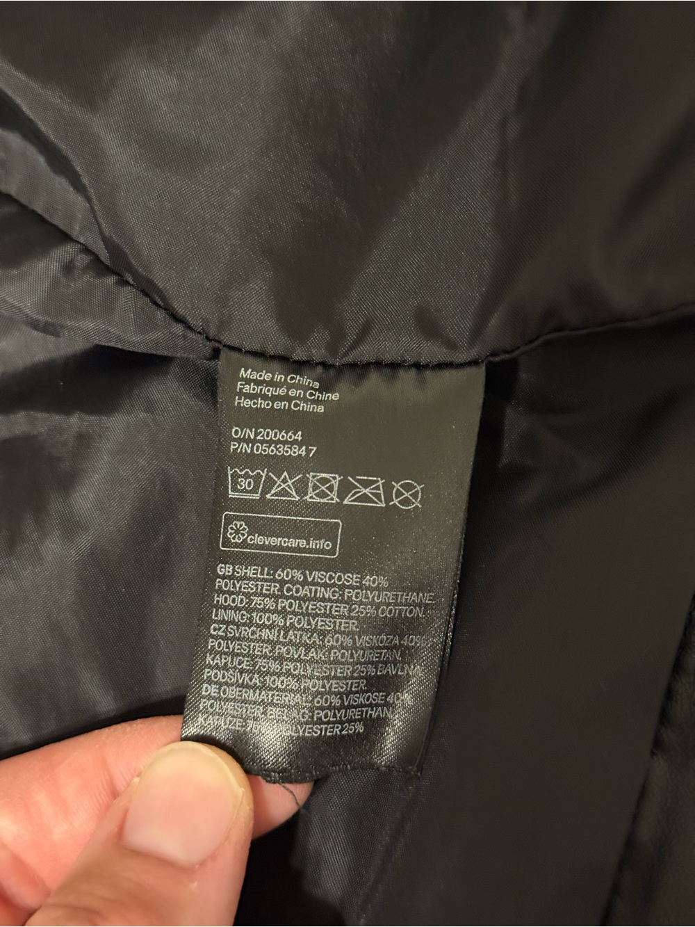 H&M Black Faux-Leather Bomber Jacket with Gray Hood - Picture 4 of 9